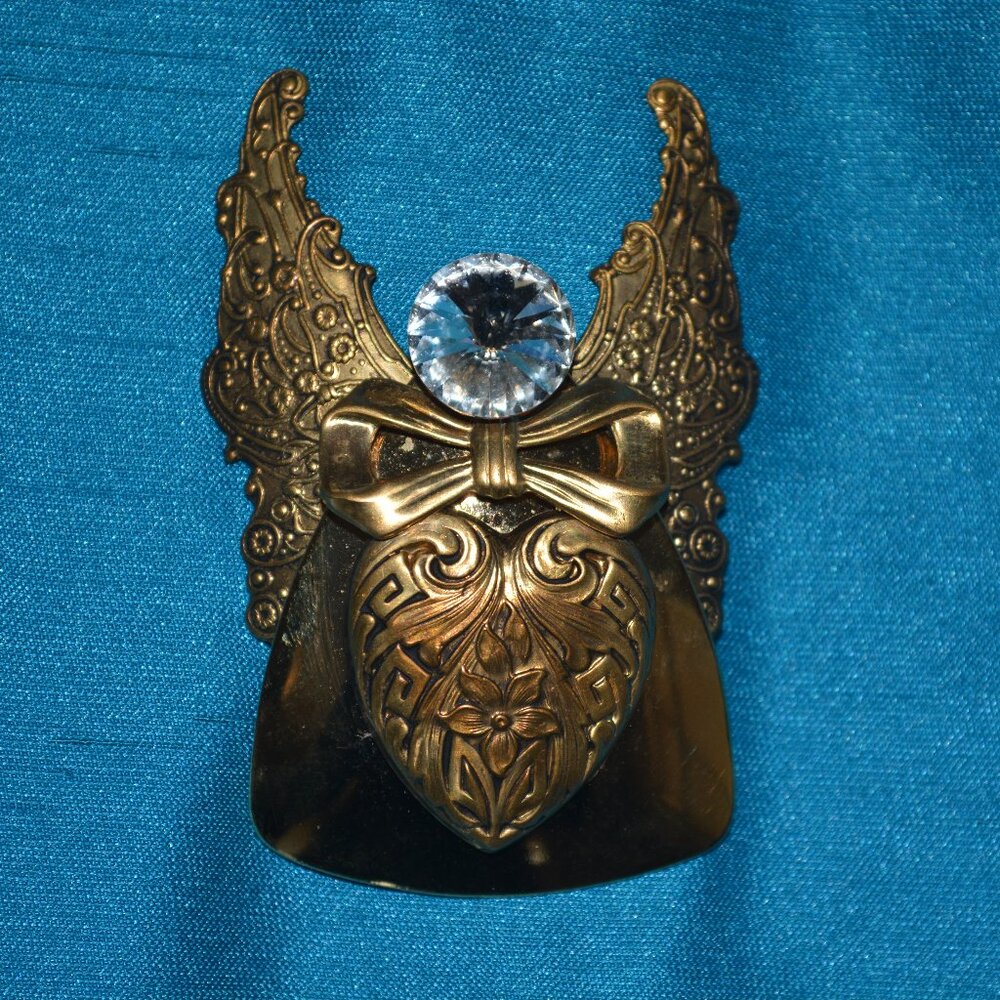 Angel with Large Rhinestone Brooch Pin